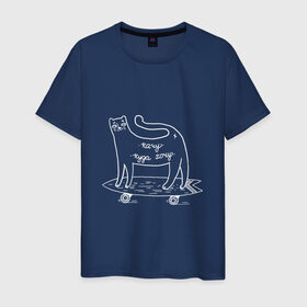 Мужская футболка хлопок с принтом Кот скейтер , 100% хлопок | прямой крой, круглый вырез горловины, длина до линии бедер, слегка спущенное плечо. | cat | sk8 | skate | кот | кошка | лонгборд | скейт