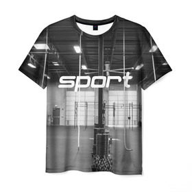Мужская футболка 3D с принтом Спортзал , 100% полиэфир | прямой крой, круглый вырез горловины, длина до линии бедер | crossfit | атлетика | зал | качалка | кроссфит | тренажер | тяжелая | фитнес