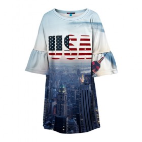 Детское платье 3D с принтом Город New York , 100% полиэстер | прямой силуэт, чуть расширенный к низу. Круглая горловина, на рукавах — воланы | Тематика изображения на принте: new york | америка | бейсбол | буквы n y | город | классная | логотип | мегаполис | надпись | нью йорк | нью йорк янкиз | прикольная картинка | сша | штаты | я люблю красивая | янки