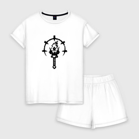 Женская пижама с шортиками хлопок с принтом Darkest Dungeon , 100% хлопок | футболка прямого кроя, шорты свободные с широкой мягкой резинкой | Тематика изображения на принте: 