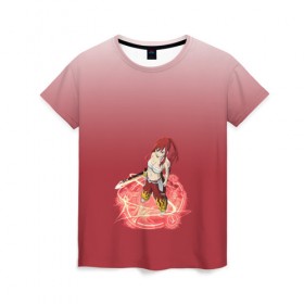 Женская футболка 3D с принтом Erza Scarlet (Fairy Tail) , 100% полиэфир ( синтетическое хлопкоподобное полотно) | прямой крой, круглый вырез горловины, длина до линии бедер | 