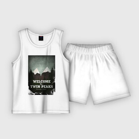 Детская пижама с шортами хлопок с принтом Twin Peaks ,  |  | twin peaks | дэвид линч | лес | лора палмер | сова | твин пикс | туман