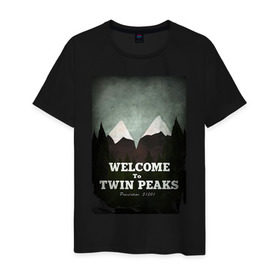 Мужская футболка хлопок с принтом Twin Peaks , 100% хлопок | прямой крой, круглый вырез горловины, длина до линии бедер, слегка спущенное плечо. | twin peaks | дэвид линч | лес | лора палмер | сова | твин пикс | туман