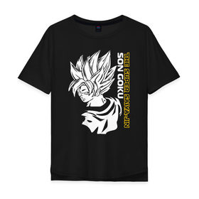 Мужская футболка хлопок Oversize с принтом Super Saiya-jin , 100% хлопок | свободный крой, круглый ворот, “спинка” длиннее передней части | Тематика изображения на принте: dragon ball z | son goku | ssj | super saiya jin | сон гоку | сс