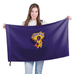 Флаг 3D с принтом Lakers , 100% полиэстер | плотность ткани — 95 г/м2, размер — 67 х 109 см. Принт наносится с одной стороны | basketball | cheerleader | girl | lakers | nba | street