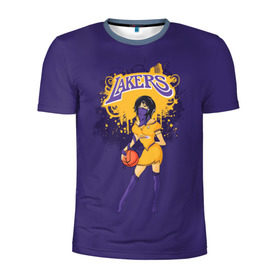 Мужская футболка 3D спортивная с принтом Lakers , 100% полиэстер с улучшенными характеристиками | приталенный силуэт, круглая горловина, широкие плечи, сужается к линии бедра | basketball | cheerleader | girl | lakers | nba | street