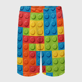 Детские спортивные шорты 3D с принтом Лего ,  100% полиэстер
 | пояс оформлен широкой мягкой резинкой, ткань тянется
 | Тематика изображения на принте: lego | tetris | детальки | лего | разноцветные