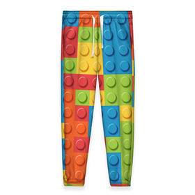 Женские брюки 3D с принтом Лего , полиэстер 100% | прямой крой, два кармана без застежек по бокам, с мягкой трикотажной резинкой на поясе и по низу штанин. В поясе для дополнительного комфорта — широкие завязки | Тематика изображения на принте: lego | tetris | детальки | лего | разноцветные