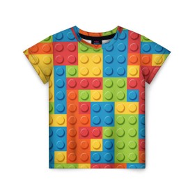 Детская футболка 3D с принтом Лего , 100% гипоаллергенный полиэфир | прямой крой, круглый вырез горловины, длина до линии бедер, чуть спущенное плечо, ткань немного тянется | lego | tetris | детальки | лего | разноцветные