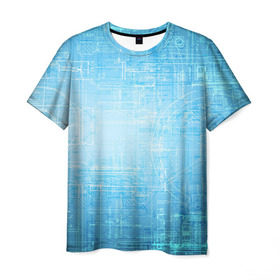 Мужская футболка 3D с принтом Сеть , 100% полиэфир | прямой крой, круглый вырез горловины, длина до линии бедер | игры | инженер | интернет | хайтек | чертёж | электричество