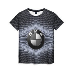 Женская футболка 3D с принтом BMW шестигранный фон , 100% полиэфир ( синтетическое хлопкоподобное полотно) | прямой крой, круглый вырез горловины, длина до линии бедер | bmw | авто | автомобиль | блатная | бмв | бумер | бэха | геометрия | иномарка | концерн | красивая | марка немецкая | машина | прикольная | пузыри | расцветка | солдат | тачила | форм | шестигранники