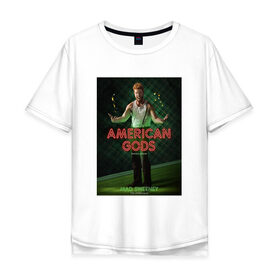 Мужская футболка хлопок Oversize с принтом Американские Боги 3 , 100% хлопок | свободный крой, круглый ворот, “спинка” длиннее передней части | american gods | mad sweeney | shadow moon | the ex con | американские боги | леприкон | мэд свини | тень лун