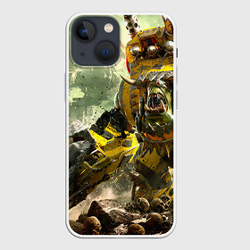 Чехол для iPhone 13 mini с принтом WH40k warboss ,  |  | dawn | eldar | war | warhammer | wh | wh40k | вархаммер | ваха | эльдар | эльдары