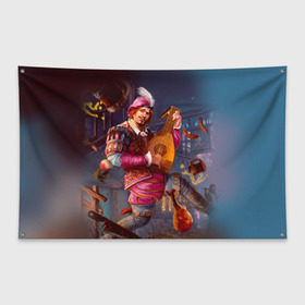 Флаг-баннер с принтом Лютик , 100% полиэстер | размер 67 х 109 см, плотность ткани — 95 г/м2; по краям флага есть четыре люверса для крепления | gwent | witcher | ведьмак | гвинт | геральт | лютик
