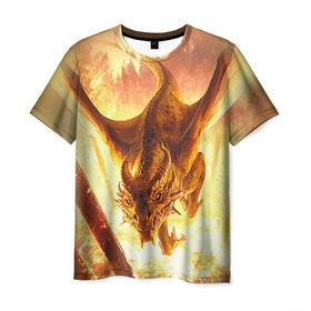 Мужская футболка 3D с принтом Дракон , 100% полиэфир | прямой крой, круглый вырез горловины, длина до линии бедер | gwent | witcher | ведьмак | гвинт | геральт | дракон