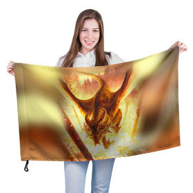 Флаг 3D с принтом Дракон , 100% полиэстер | плотность ткани — 95 г/м2, размер — 67 х 109 см. Принт наносится с одной стороны | gwent | witcher | ведьмак | гвинт | геральт | дракон