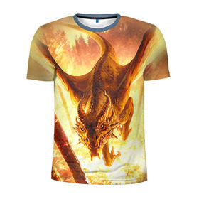 Мужская футболка 3D спортивная с принтом Дракон , 100% полиэстер с улучшенными характеристиками | приталенный силуэт, круглая горловина, широкие плечи, сужается к линии бедра | gwent | witcher | ведьмак | гвинт | геральт | дракон