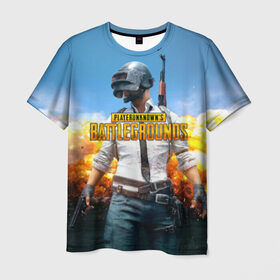 Мужская футболка 3D с принтом Playerunknown`s battlegrounds 1 , 100% полиэфир | прямой крой, круглый вырез горловины, длина до линии бедер | battleground | battlegrounds | playerunknown
