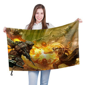 Флаг 3D с принтом Destiny 2 , 100% полиэстер | плотность ткани — 95 г/м2, размер — 67 х 109 см. Принт наносится с одной стороны | destiny | дестени | дэстэни | космос
