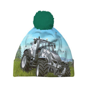 Шапка 3D c помпоном с принтом Farming simulator 1 , 100% полиэстер | универсальный размер, печать по всей поверхности изделия | farming | simulator | трактор | фермер