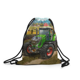 Рюкзак-мешок 3D с принтом Farming simulator 2 , 100% полиэстер | плотность ткани — 200 г/м2, размер — 35 х 45 см; лямки — толстые шнурки, застежка на шнуровке, без карманов и подкладки | Тематика изображения на принте: farming | simulator | трактор | фермер