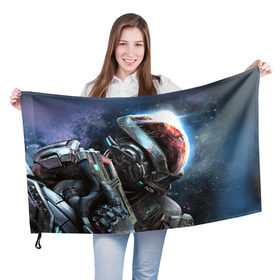 Флаг 3D с принтом ME Andromeda 1 , 100% полиэстер | плотность ткани — 95 г/м2, размер — 67 х 109 см. Принт наносится с одной стороны | andromeda | effect | андромеда | массб эффект | эфект