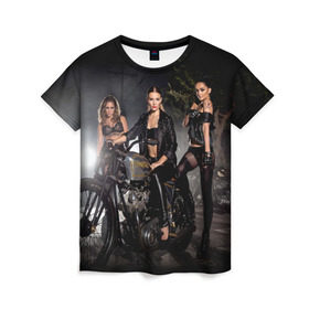 Женская футболка 3D с принтом Power Plant Motorcycles , 100% полиэфир ( синтетическое хлопкоподобное полотно) | прямой крой, круглый вырез горловины, длина до линии бедер | 