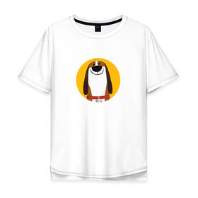 Мужская футболка хлопок Oversize с принтом Собака Улыбака , 100% хлопок | свободный крой, круглый ворот, “спинка” длиннее передней части | 
