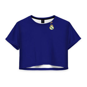 Женская футболка 3D укороченная с принтом Реал Мадрид , 100% полиэстер | круглая горловина, длина футболки до линии талии, рукава с отворотами | madrid | real | королевский клуб | мадрид | примера | реал | футбол | чемпионат испании