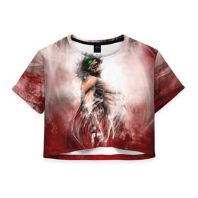Женская футболка 3D укороченная с принтом Атака Титанов , 100% полиэстер | круглая горловина, длина футболки до линии талии, рукава с отворотами | attack on titan | атака титанов | вторжение гигантов | вторжение титанов | эрен