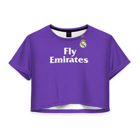 Женская футболка 3D укороченная с принтом Реал Мадрид , 100% полиэстер | круглая горловина, длина футболки до линии талии, рукава с отворотами | madrid | real | королевский клуб | мадрид | примера | реал | футбол | чемпионат испании