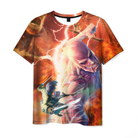 Мужская футболка 3D с принтом Атака Титанов , 100% полиэфир | прямой крой, круглый вырез горловины, длина до линии бедер | attack on titan | вторжение гигантов | колосс | эрен