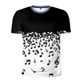 Мужская футболка 3D спортивная с принтом Поглощение музыкой , 100% полиэстер с улучшенными характеристиками | приталенный силуэт, круглая горловина, широкие плечи, сужается к линии бедра | абстракция | арт | дизайн | музыка | ноты | ритм