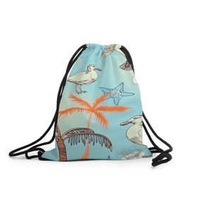 Рюкзак-мешок 3D с принтом Морской стиль , 100% полиэстер | плотность ткани — 200 г/м2, размер — 35 х 45 см; лямки — толстые шнурки, застежка на шнуровке, без карманов и подкладки | арт | море | пальмы | природа | птицы | цветные | цветы | чайки | яркие
