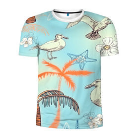 Мужская футболка 3D спортивная с принтом Морской стиль , 100% полиэстер с улучшенными характеристиками | приталенный силуэт, круглая горловина, широкие плечи, сужается к линии бедра | арт | море | пальмы | природа | птицы | цветные | цветы | чайки | яркие