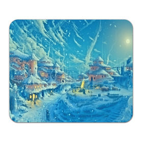 Коврик прямоугольный с принтом Зимний городок , натуральный каучук | размер 230 х 185 мм; запечатка лицевой стороны | Тематика изображения на принте: ночь | пейзаж | снег