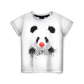 Детская футболка 3D с принтом Панда , 100% гипоаллергенный полиэфир | прямой крой, круглый вырез горловины, длина до линии бедер, чуть спущенное плечо, ткань немного тянется | бант | китай | клоун | медведь | мишка | нос | панда