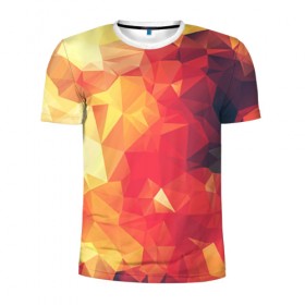 Мужская футболка 3D спортивная с принтом Низкополигональная текстура , 100% полиэстер с улучшенными характеристиками | приталенный силуэт, круглая горловина, широкие плечи, сужается к линии бедра | lowpoly | желтый красный | оранжевый | полигон | полигоны | текстура