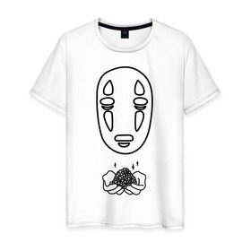 Мужская футболка хлопок с принтом безликий , 100% хлопок | прямой крой, круглый вырез горловины, длина до линии бедер, слегка спущенное плечо. | anime | ghost | унесённые призраками