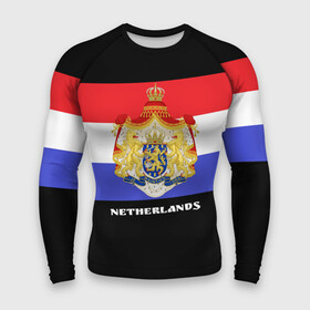 Мужской рашгард 3D с принтом Флаг и герб Нидерланды ,  |  | Тематика изображения на принте: амстердам | голландия | европа