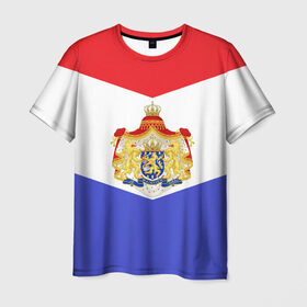 Мужская футболка 3D с принтом Флаг и герб Голландии , 100% полиэфир | прямой крой, круглый вырез горловины, длина до линии бедер | амстердам | голландия | европа