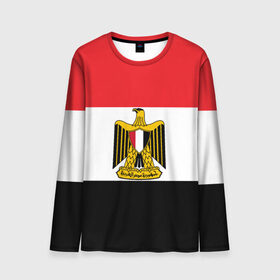 Мужской лонгслив 3D с принтом Флаг и герб Египта , 100% полиэстер | длинные рукава, круглый вырез горловины, полуприлегающий силуэт | символ страна