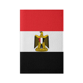 Обложка для паспорта матовая кожа с принтом Флаг и герб Египта , натуральная матовая кожа | размер 19,3 х 13,7 см; прозрачные пластиковые крепления | символ страна