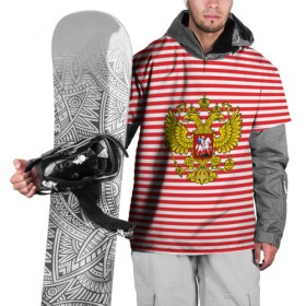 Накидка на куртку 3D с принтом Тельняшка ВВ и герб РФ , 100% полиэстер |  | красный | полосатый