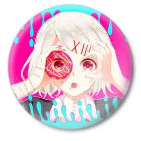 Значок с принтом Juuzou Suzuya ,  металл | круглая форма, металлическая застежка в виде булавки | Тематика изображения на принте: anime | ghoul | tokyo | tokyo ghoul | гуль | джузо сузуя