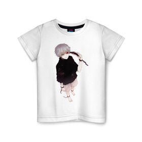 Детская футболка хлопок с принтом Канеки , 100% хлопок | круглый вырез горловины, полуприлегающий силуэт, длина до линии бедер | tokyo ghoul | typical uta | канеки | конеки | токийский гуль | ута