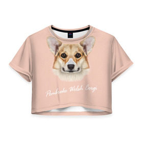 Женская футболка 3D укороченная с принтом Корги , 100% полиэстер | круглая горловина, длина футболки до линии талии, рукава с отворотами | Тематика изображения на принте: вельш корги | как в рекламе | коржик | пемброк | собака | щенок