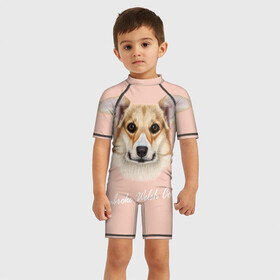 Детский купальный костюм 3D с принтом Корги , Полиэстер 85%, Спандекс 15% | застежка на молнии на спине | вельш корги | как в рекламе | коржик | пемброк | собака | щенок
