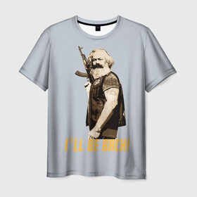 Мужская футболка 3D с принтом Карл Маркс , 100% полиэфир | прямой крой, круглый вырез горловины, длина до линии бедер | Тематика изображения на принте: карл | маркс | о.м.с.к. | революция | сссркапитал