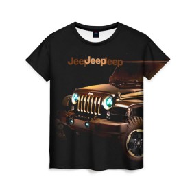 Женская футболка 3D с принтом Jeep , 100% полиэфир ( синтетическое хлопкоподобное полотно) | прямой крой, круглый вырез горловины, длина до линии бедер | brand | car | chrysler | jeep | logo | usa | автомобиль | джип | крайслер | логотип | марка | сша